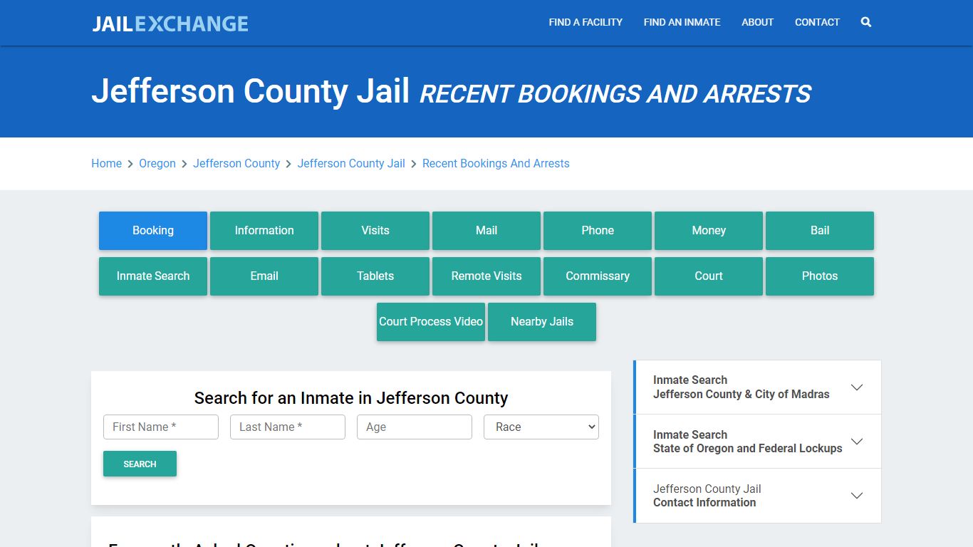 Jefferson County Jail Recent Bookings And Arrests - Jail Exchange